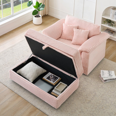 Fauteuil confortable pour une personne avec tabouret de rangement et deux ports USB, idéal pour le salon et la chambre à coucher