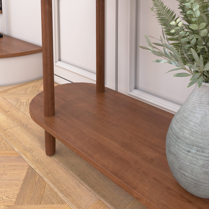 Modern Console Table with Wood Tambour Door, Brown