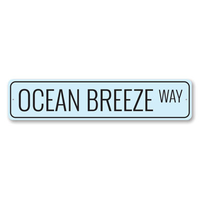 Ocean Breeze Way Custom Aluminum Sign