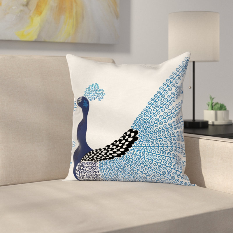Exotic Peacock Feather Cushion Pillow Cover, 20" x 20"