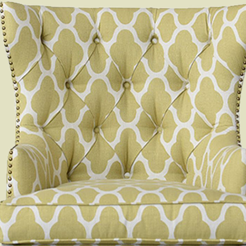 Cotton and linen recliner filled with sponge, White/Yellow