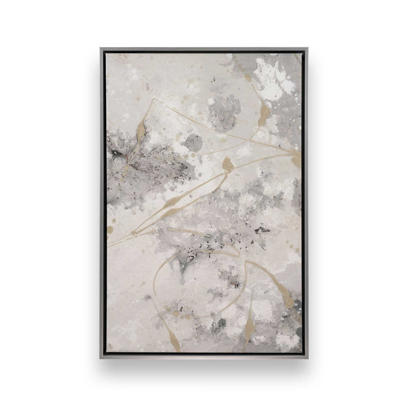 Imprimé chuchotement doré v2, Toile avec cadre flottant en chrome poli, H 12,75 po x l 8,75 po x P 1,75 po