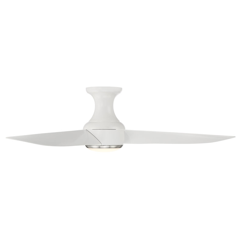 Corona 3 - Blade Outdoor/Indoor Smart Flush Mount Ceiling Fan with Remote Control and Dimmable LED Light Kit Included, 52"