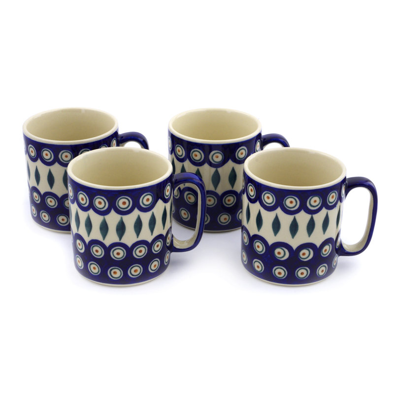 Handmade Stoneware Coffee Mug, 4, Peacock