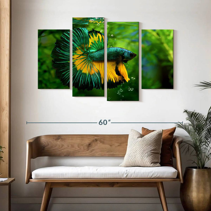 Brametta vert, jaune, poisson Betta