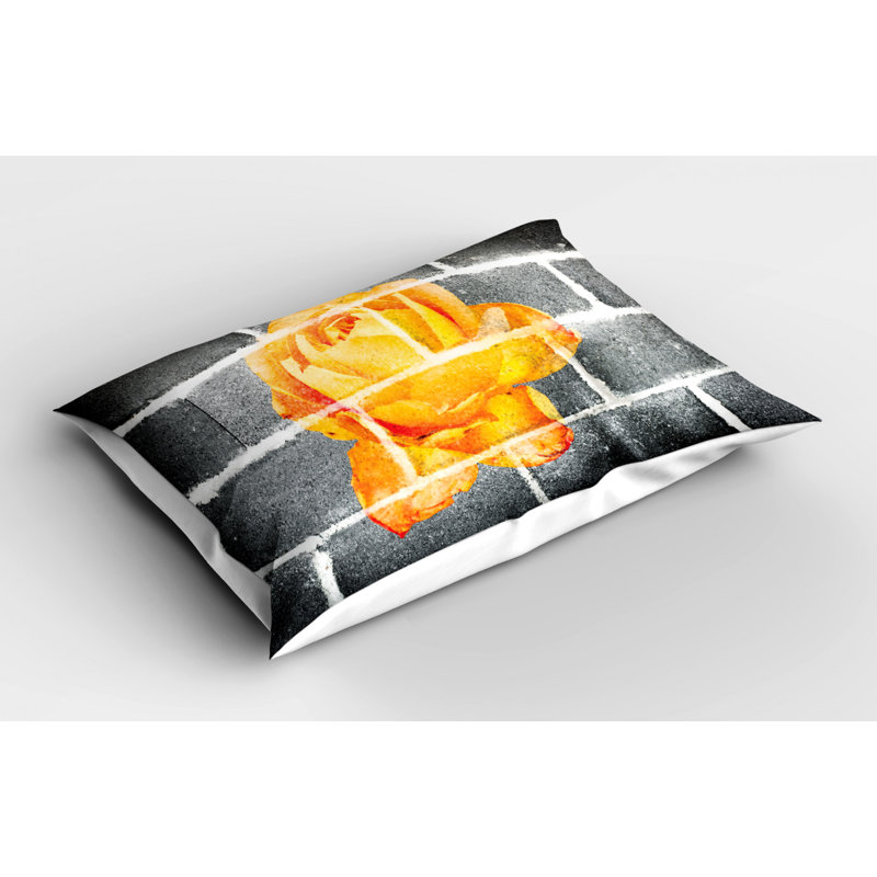 Taie décorative en microfibre de polyester noir / orange / jaune, Lit simple
