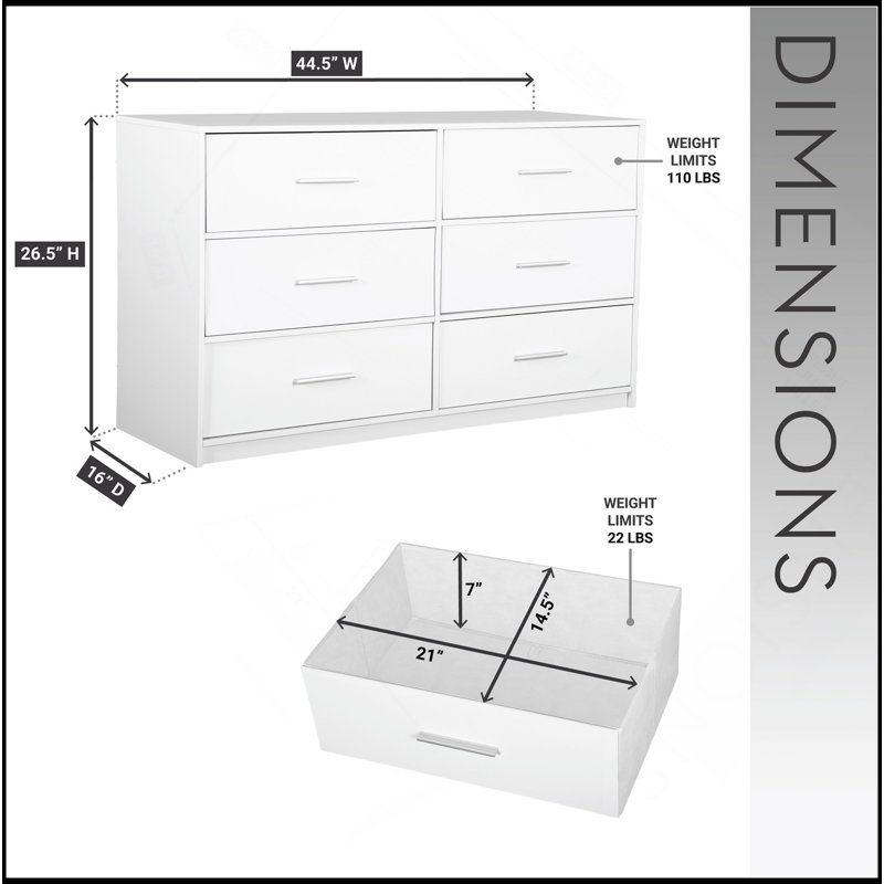 6-Drawer Dresser With Large Fabric Drawers, White