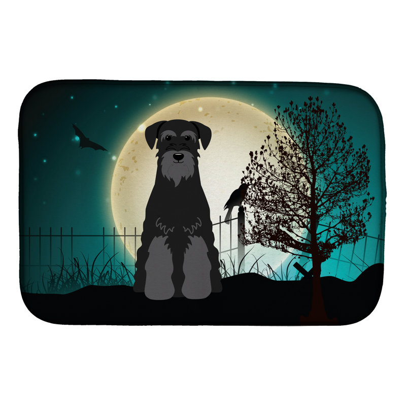Tapis de séchage schnauzer standard halloween, Gris foncé