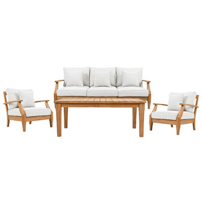 Clairmont 4 Piece Teak Outdoor Conversation Sofa Set by Birch Lane