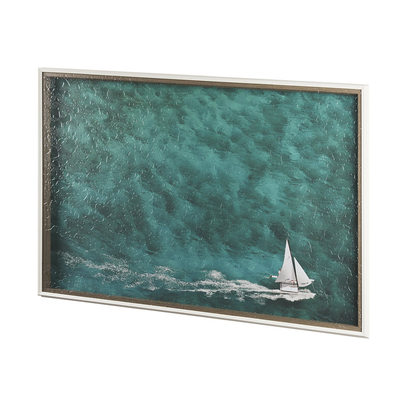 «Hobie Sailing a Hand», reproduction d'art encadrée texturée matte sous verre
