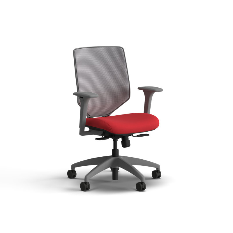 HON Solve Mesh Ergonomic Office Chair, Titanium Frame, Ruby, Ruby, Titanium