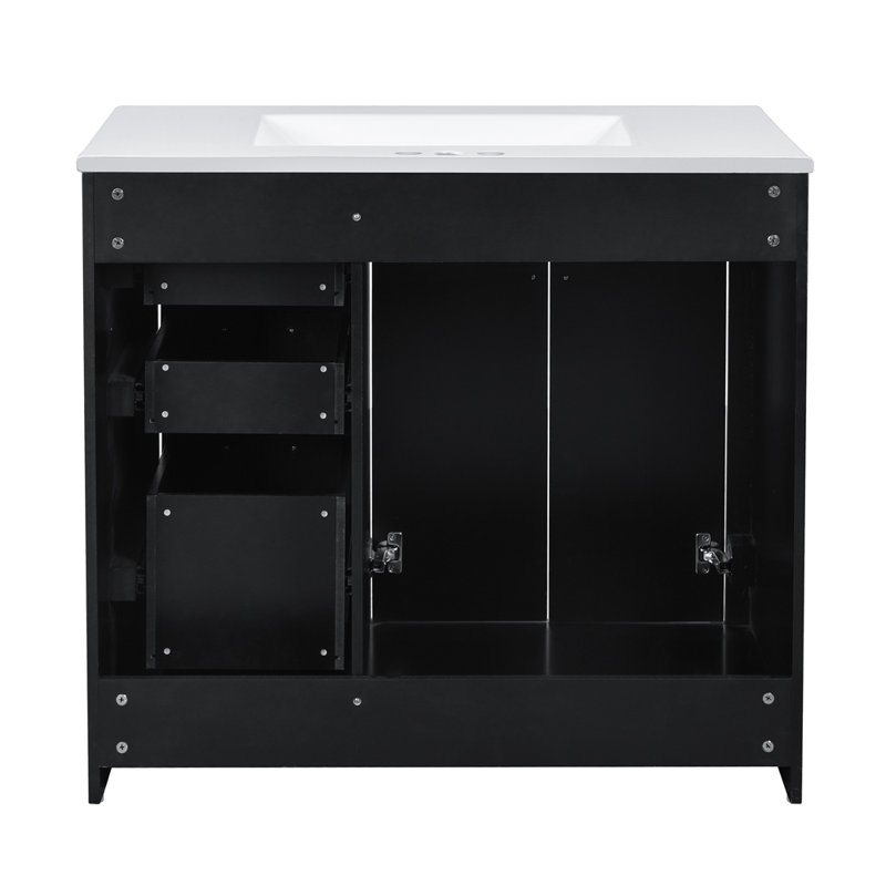 Ensemble de meuble-lavabo autoportant 36 po avec 3 tiroirs et portes à fermeture douce 36 po, Noir