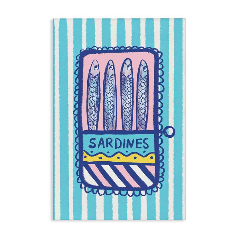 Toile pastel et rayures sardines, design par Florentina Dolci, H 24 po x l 16 po