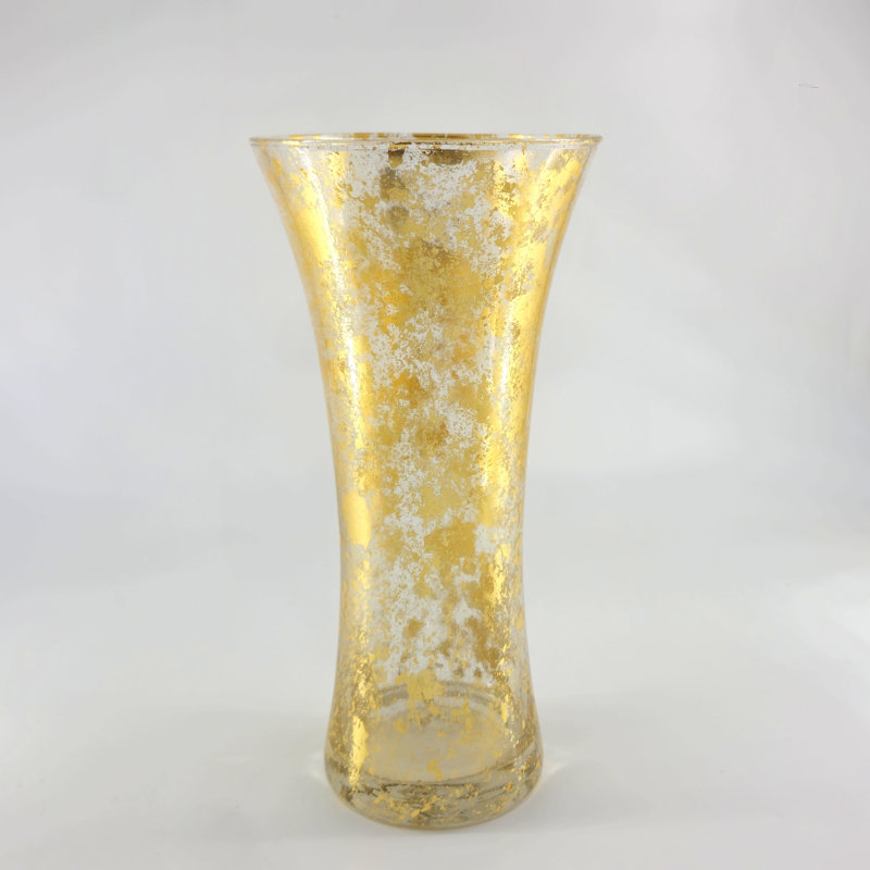 Vase Thassos, Doré, H 12 po x l 6 po x P 6 po