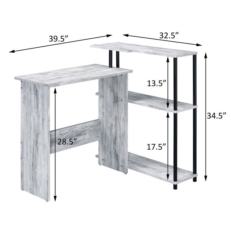  Office Desk with Bookshelf, Grey