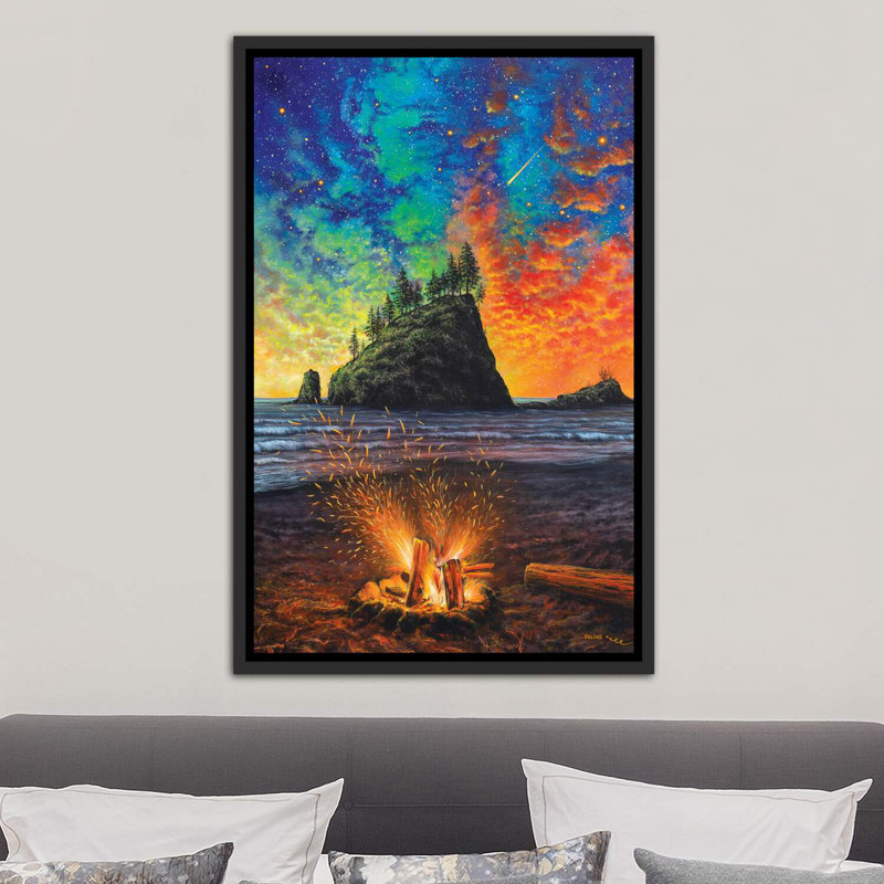 «Throw the Log in», reproduction d'art, H 40 po x l 26 po x P 1,5 po, Toile encadrée noir délavé