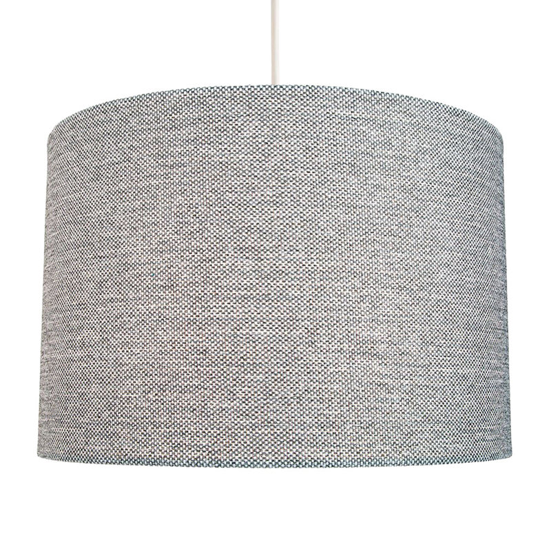 Ibiza Linen Drum Lamp Shade, Grey, 20cm H x 30cm W x 30cm D