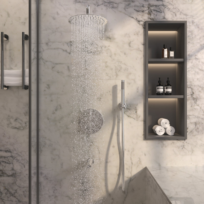 Calder Dual Function Complete Shower System with Rough in-Valve, Chrome