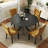 Round Wood Dining Set with Tufted Dining Chair-1180813021-1180813011