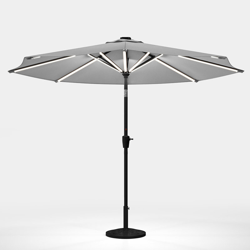 Aisyah 300cm Lighted Market Parasol, Light Grey
