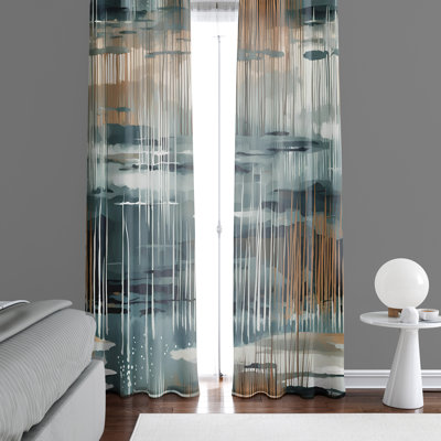Paire de rideaux semi-transparents en polyester Gulsum
