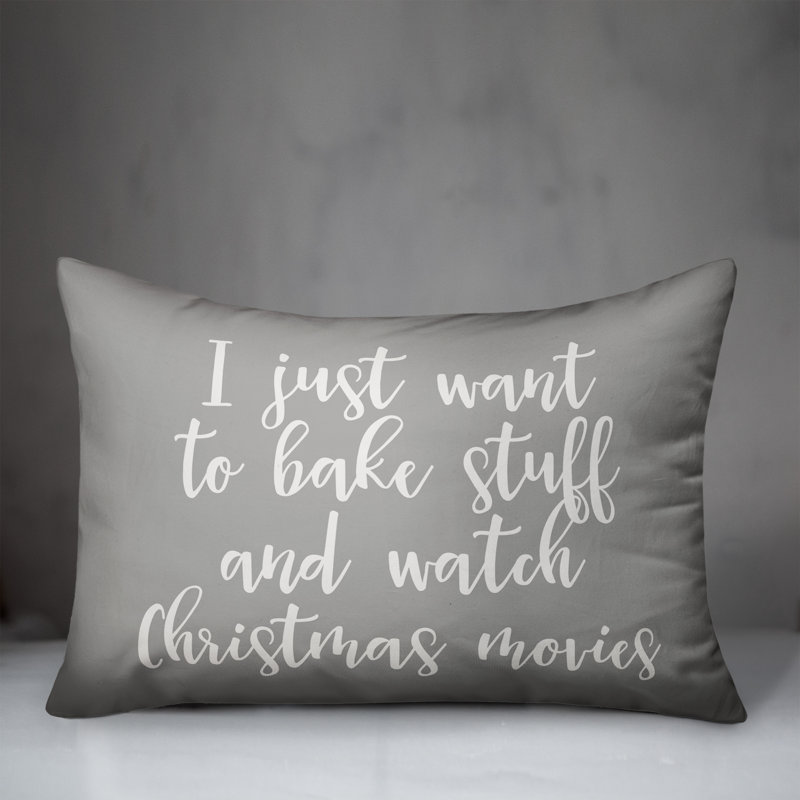  Bake Stuff and Watch Christmas Movies Lumbar Pillow, Gray