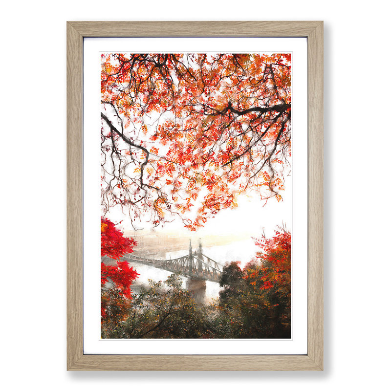 Liberty Bridge in Budapest Hungary - Picture Frame Graphic Art Print, 87cm H x 62cm W x 2cm D, Oak Framed