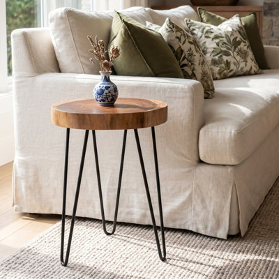 Aukeem Solid Wood Top End Table