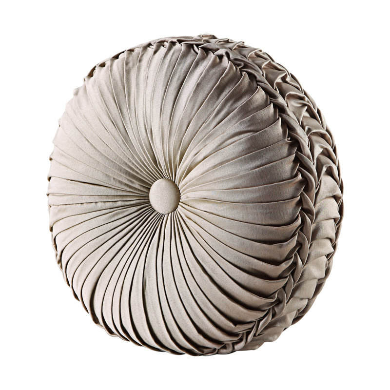 Sand Button-Tufted Round Decorative Throw Pillow