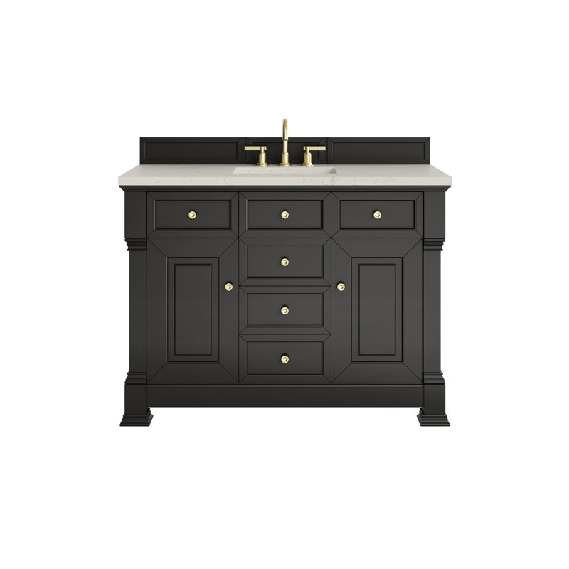 Brookfield Single Vanity W/ Freepower Wireless Charger, Black Onyx, 48", Siberian