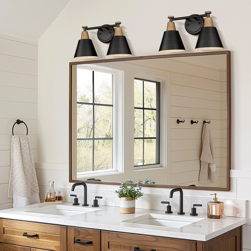 Éclairage pour meuble-lavabo à intensité variable 2 lumières Datto, Noir