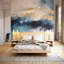 Murale vague bleue et or abstraite-124861672