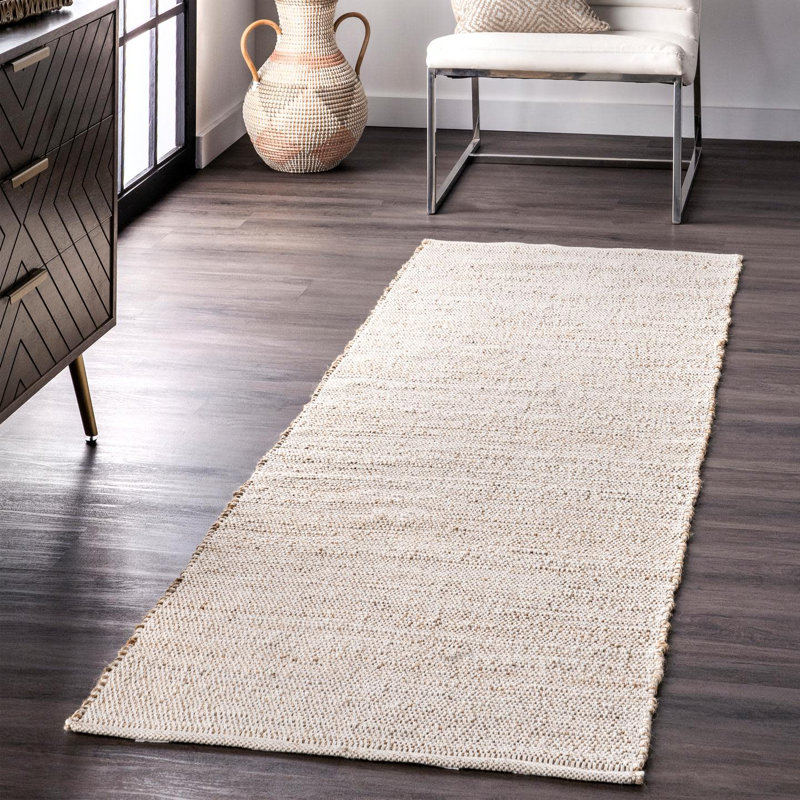 Tapis tissé à la main en mélange de jute, Tapis de couloir 2 pi 6 po x 10 pi