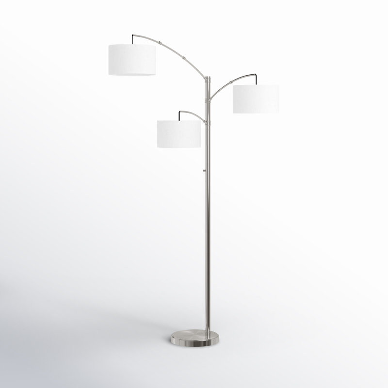 Lampe sur pied à branches 82 "Atelier, Blanc, Acier brossé
