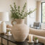 Vase en terre cuite à finition poterie texturée décorative décontractée matte - 22 po ivoire et brun clair