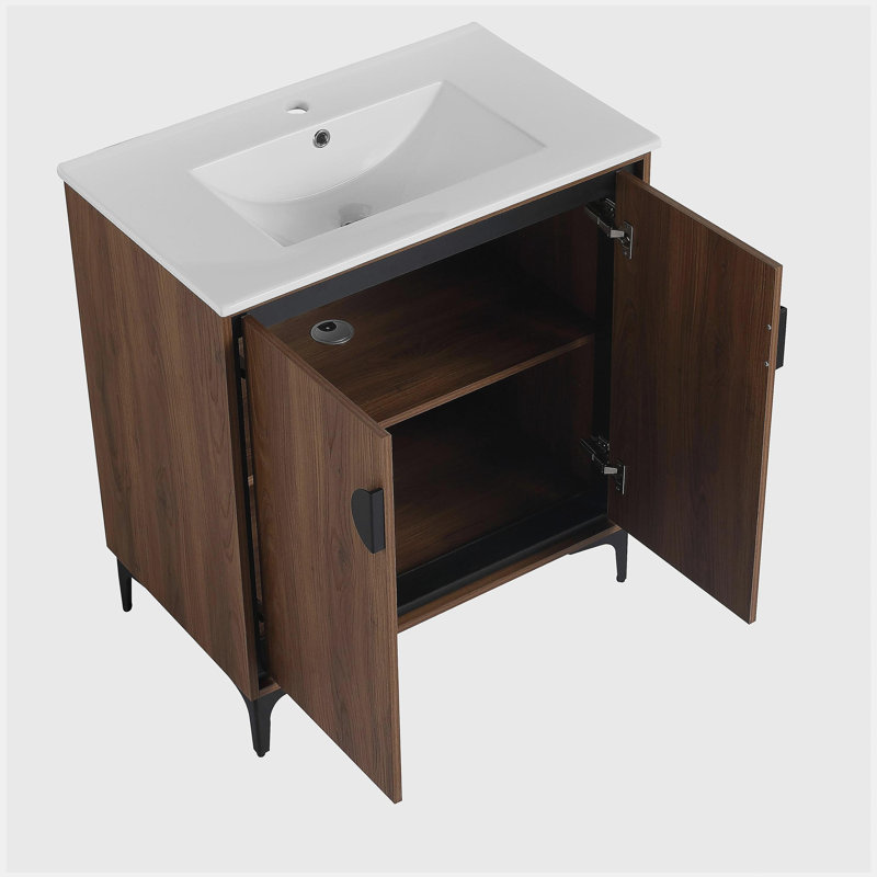 Meuble-lavabo de 30 po, 2 portes, meuble-lavabo indépendant avec lavabo, bois d'ingénierie