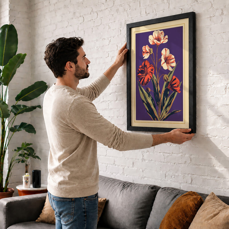 Carnation Cluster Botanical - Framed Print, A1 - 84.1 x 59.4 cm, Oak