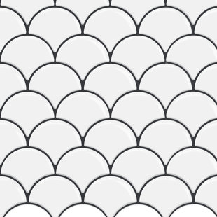 Peel & Stick Backsplash, (8) 12x12-inch Sheet Covers 8 Sq Ft, White Scallop
