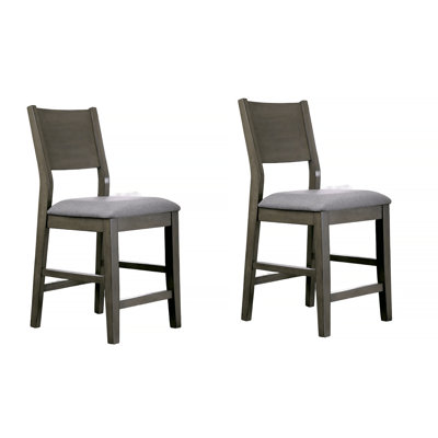 Ensemble de 2 chaises hautes contemporaines grises avec coussins rembourrés en tissu contemporain, parfait pour le confort et le style dans les salles à manger