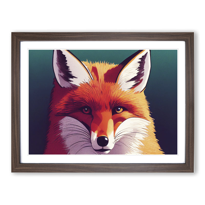 A Lush Fox - Framed Print, 25cm H x 34cm W x 2cm D, Walnut