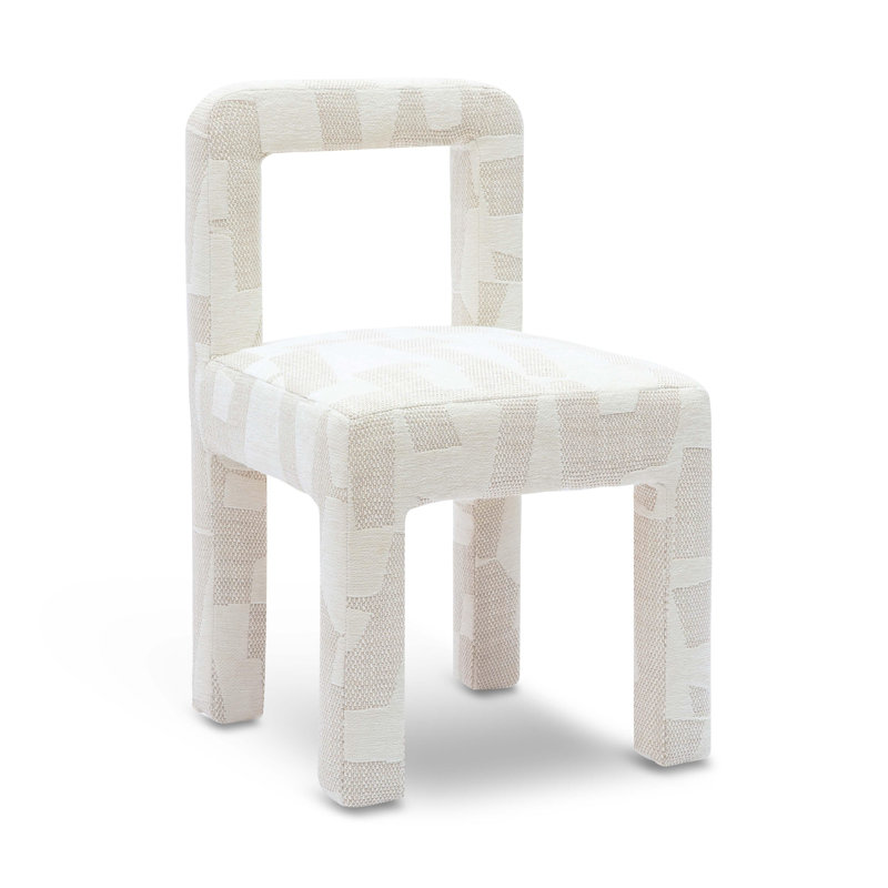  Cream Patterned Jacquard Dining Chair