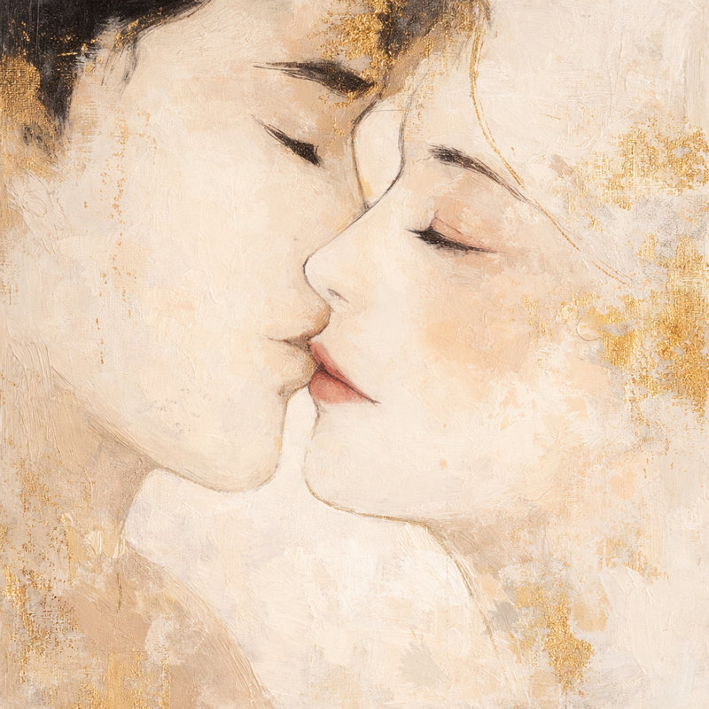 «Whispered Kiss», art mural sur toile tendue, L 30 po x H 30 po x P 1,5 po