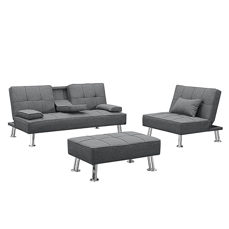 Upholstered 61.42 " L-Shaped Sofa Bed