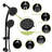 Matte Black Shower System Featuring 4.7" Showerhead, 7 Hand And Adjustable Fixtures