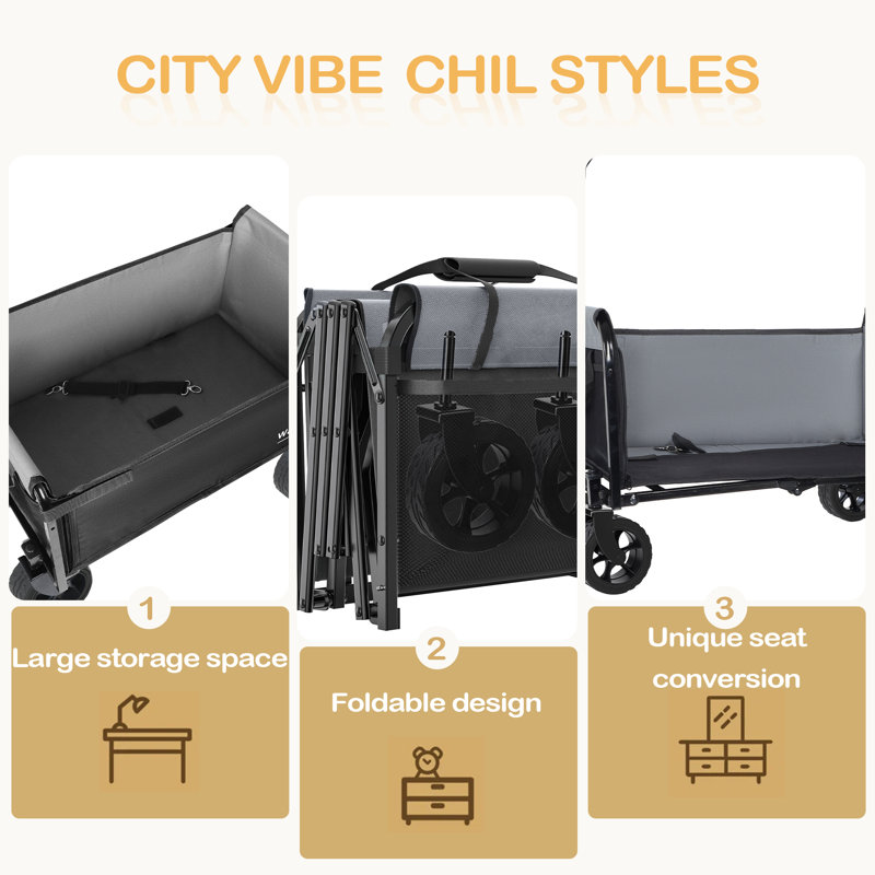 Chariot à roulettes convertible tout-en-un de 5 po x 2 po avec ouverture complète et laisse pour chien, siège polyvalent et rangement polyvalent