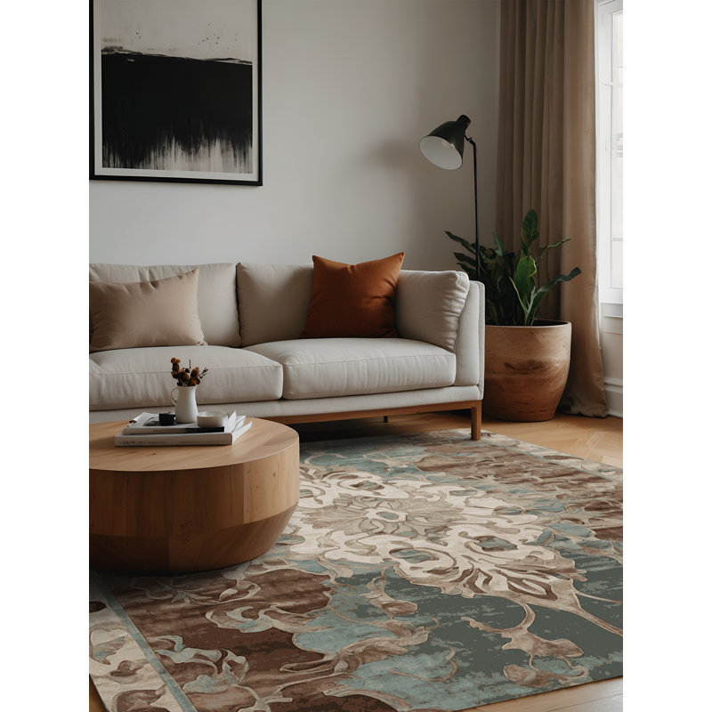 Machine Washable Gray Area Rug, Square 8'