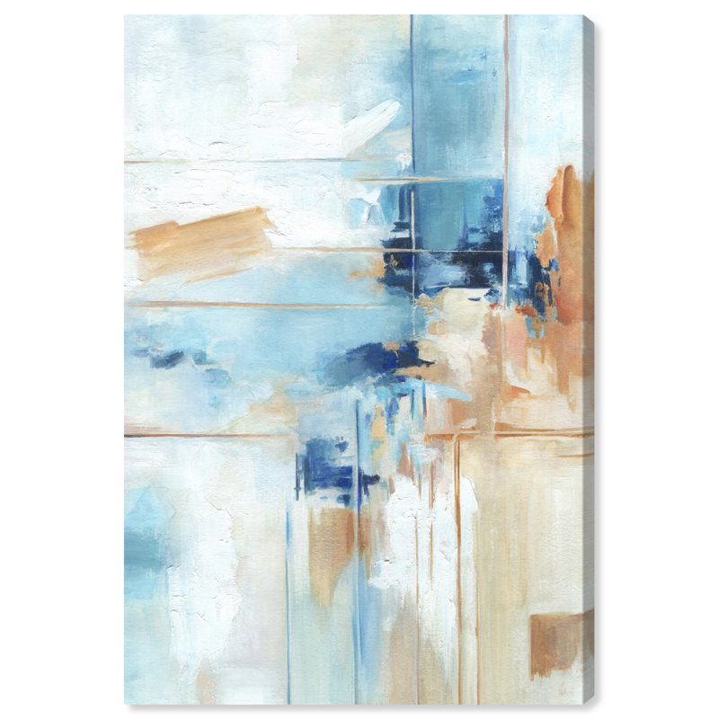 Blue and Beige Abstract Canvas Wall Art, 16" x 24"