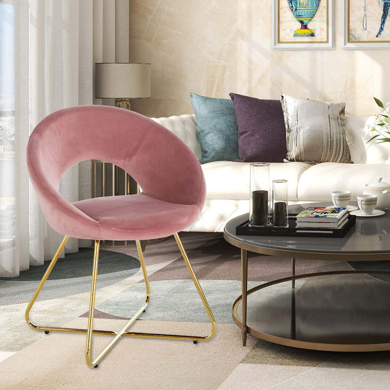 Chaise en velours d'appoint moderne, ensemble de 2, chaise de salle à manger avec accoudoirs rembourrés et confortable