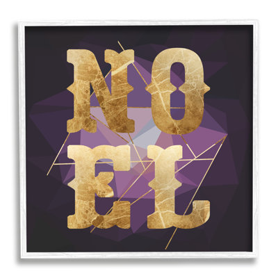 Noel, typographie mauve, formes géométriques glamour, art numérique noir sur toile, art numérique par Daphne Polselli