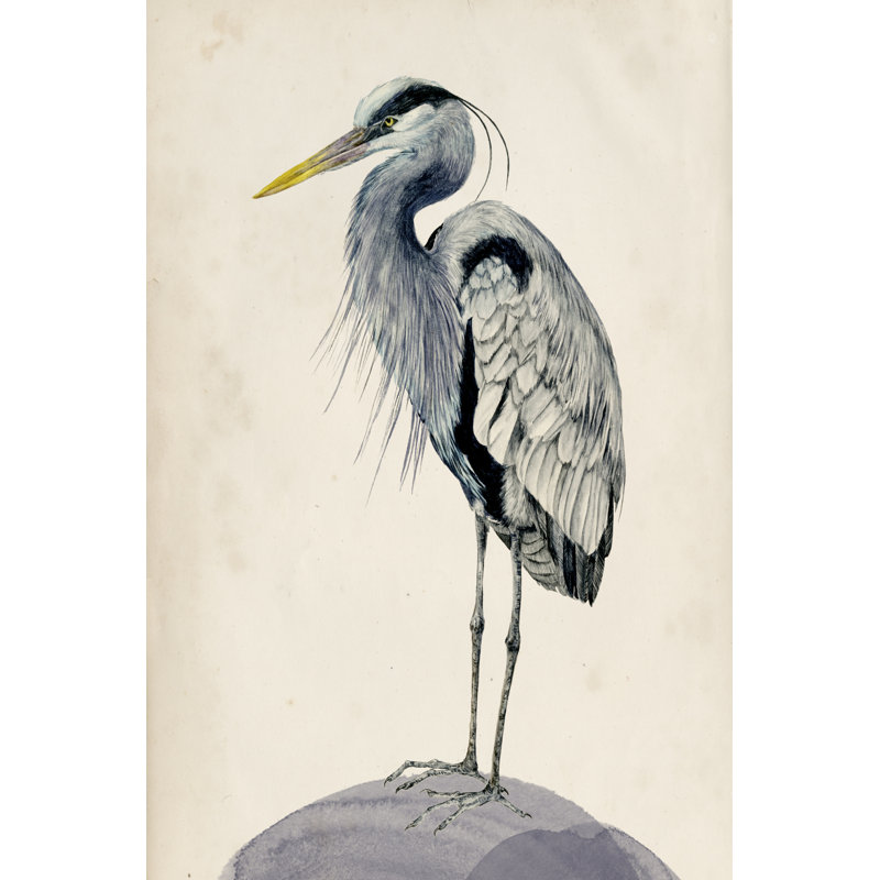 «Blue Heron Rendering II», peinture sur toile, H 12 po x l 8 po